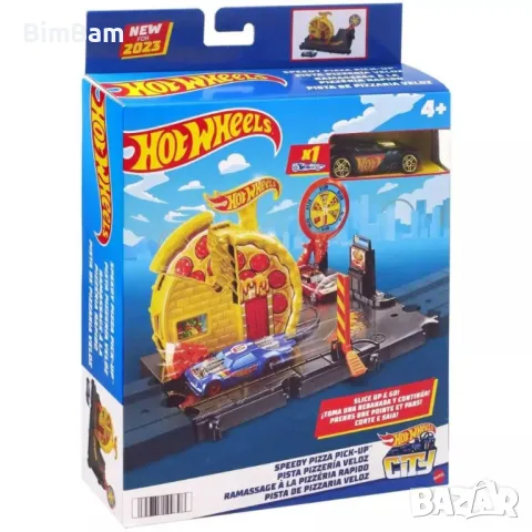 Писта с количка Hot Wheels - Speedy Pizza Pick-Up - пица, снимка 1 - Коли, камиони, мотори, писти - 48767455