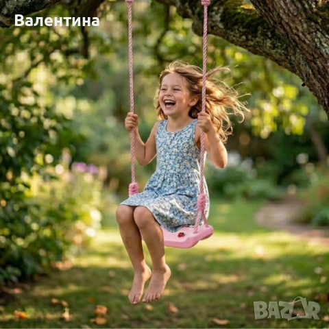 Детска градинска розова люлка – здрава, безопасна и регулируема до 75 кг