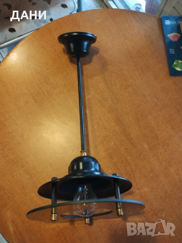 Продава черен абажур , полилей , снимка 3 - Лампи за таван - 53942022