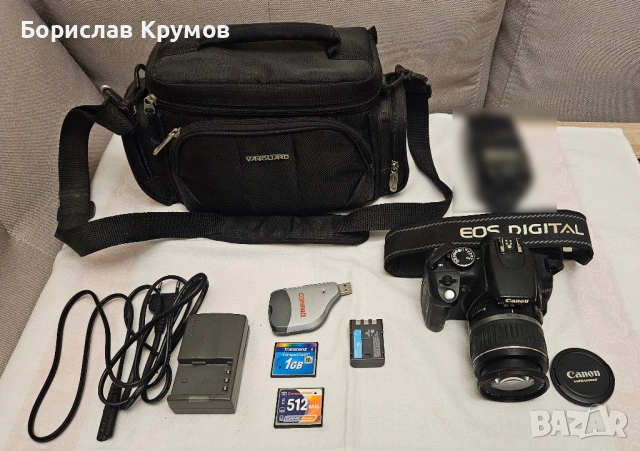 Фотоапарат Canon EOS 350D с чанта, батерия, карта, четец, снимка 3 - Фотоапарати - 52708501