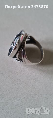 Авторски сребърен пръстен с керамика , снимка 2 - Пръстени - 45957629