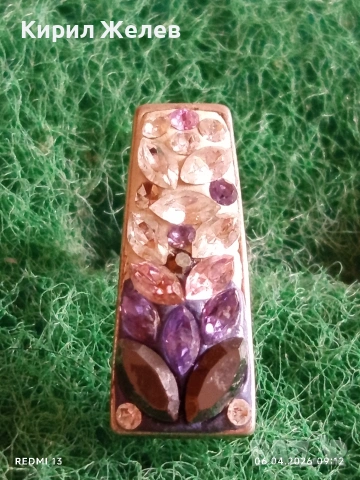 Коктейлна сребърна обеца с инкрустирани кристали цветни много красива 49832, снимка 3 - Обеци - 54104172