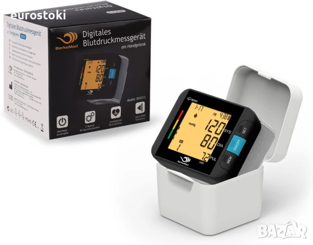 BerkeMed 313 Апарат за измерване на кръвно налягане за китка, напълно автоматичен, 2 x 99 памети, снимка 3 - Други - 51109446