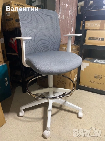 Ергономичен офис стол на колелца HOMCOM, снимка 7 - Столове - 53248377