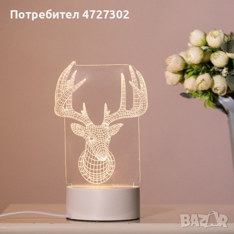 Холограмна 3D LED нощна лампа, 4W, 220V, снимка 4 - Детски нощни лампи - 53392862
