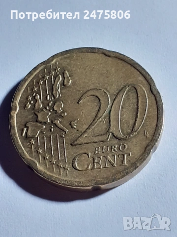 Колекционерска монета - 20 евро цента- 2002г., снимка 3 - Нумизматика и бонистика - 53306424