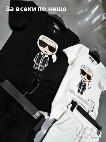 Karl Lagerfeld Дамски Памучен Летен Комплект С Бродирано Лого👚🩳Дамски Къс Екип - 2 Цвята Код A526, снимка 2 - Спортни екипи - 50140846