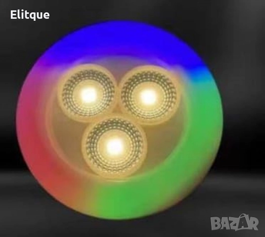 Трицветна пръстеновидна лампа за таван , снимка 3 - Настолни лампи - 52903961