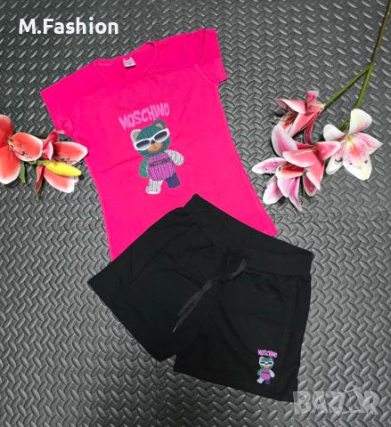 Moschino дамски летен екип - тениска и къси панталонки висок клас реплика, снимка 4 - Спортни екипи - 46347233