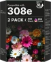 Комплект от 2 броя мастилени касети 308e (XL) черна и 308e (XL) цветна,за принтери HP Envy и DeskJet, снимка 1