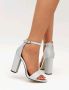 Сиви брокатени обувки , снимка 1 - Дамски елегантни обувки - 45727979