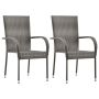 vidaXL Стифиращи външни столове, 2 бр, сиви, полиратан(SKU:46464, снимка 1 - Столове - 45989551