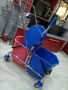 Професионална почистваща количка от хромирана стомана и 2х25л кофи, снимка 1