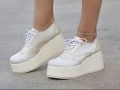 Обувки на платформа - бяла кожа - 450-L , снимка 1