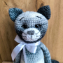 Плетена котка, Сиво коте, Голяма плетена котка, снимка 1 - Плюшени играчки - 39173820