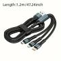 Кабел за бързо зареждане 120W 3 в 1 - LIGHTNING, microUSB и TYPE-C, снимка 3