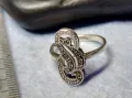 ПРЕКРАСЕН АЖУРЕН СКЪПОЦЕНЕН СРЕБЪРЕН ПРЪСТЕН СРЕБРО 925 ИНКРУСТИРАН с ИСКРЯЩИ МАРКАЗИТИ 48261, снимка 14