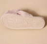Зимни плюшени чехли с кръстосани ленти, отворени пръсти с мека подметка, пухкави плоски, снимка 3