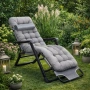 Сгъваем градински шезлонг с мека ватирана възглавница, регулируема облегалка и метална рамка, снимка 7