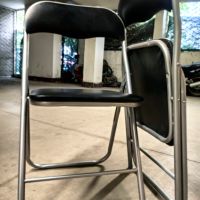 Сгъваем стол с облегалка - 36х80 см, метал и еко кожа, черен, снимка 5 - Столове - 45413159