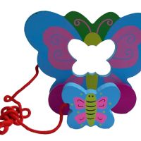 Играчка Пеперуда, За дърпане,  Дървено, 12х12 см, снимка 2 - Дрънкалки и чесалки - 45288310