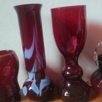 Старинки червено стъкло червен кристал , снимка 3 - Антикварни и старинни предмети - 40140683