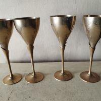 Четири посребрени месингови чаши, снимка 1 - Други ценни предмети - 45693760