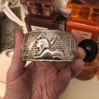 Уникална ,рядка сребърна гривна ковано сребро Египет , снимка 4 - Гривни - 45150381