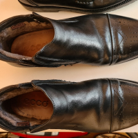 почти нови мъжки зимни обувки-италиански-естествена кожа 43 номер , снимка 1 - Мъжки боти - 44960124