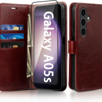 MONASAY Кожен калъф за за Samsung Galaxy A05S,с държач за кредитни карти,бордо, снимка 1 - Калъфи, кейсове - 44940046