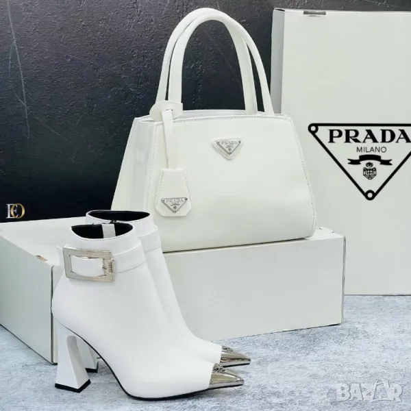 дамски комплект боти на ток и чанта prada , снимка 1