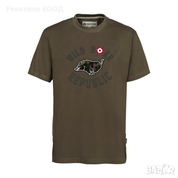 Мъжка тениска Percussion - Wild Boar Republic, в цвят Khaki, снимка 1