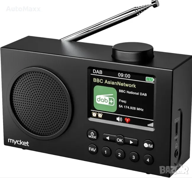 Преносимо радио Mycket DAB, цифрови радиостанции DAB Plus с Bluetooth, USB акумулаторно FM радио

, снимка 1