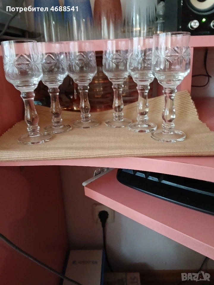 Кристални чаши за аперитив - 6 броя, снимка 1