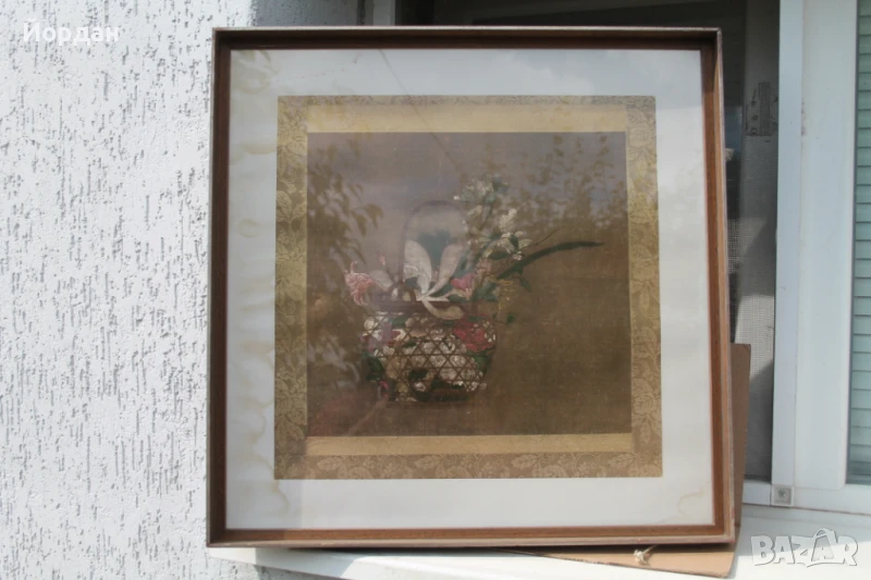 Китайска репродукция с дървена рамка, снимка 1