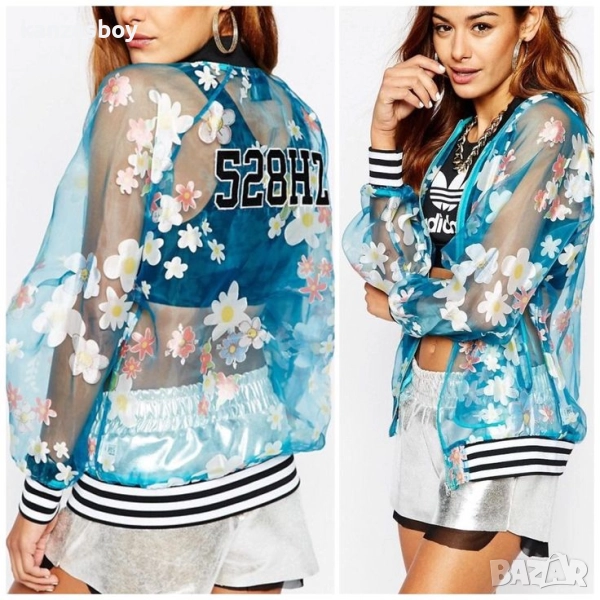 adidas(WMNS) x Pharrell Jacket 'Flower Blue' - дизайнерско дамско яке ХС, снимка 1
