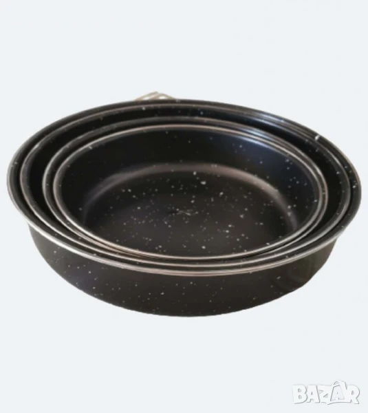 Комплект тави Rosberg 24/26/30/32см., Черни/въгл. стомана с мрам. покр., снимка 1