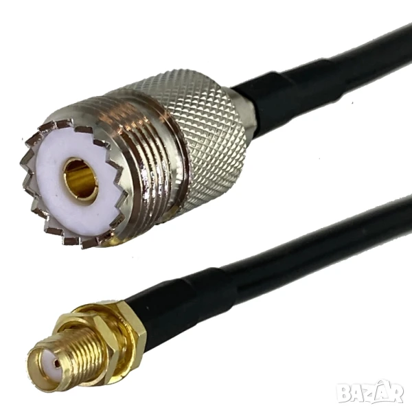 Коаксиален кабел UHF Female към SMA Female / 75 cm RG58, снимка 1