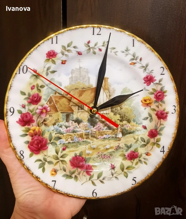Стенен часовник Royal Albert, английски фин костен порцелан , снимка 1