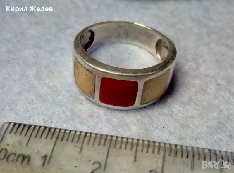МАРКОВ ВИНТИДЖ АРТ СРЕБЪРЕН ПРЪСТЕН СРЕБРО 925 A1 с ДВЕ МАРКИРОВКИ и ЦВЕТЕН ЕМАЙЛ РЪЧНА РАБОТА 49935, снимка 1