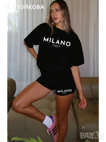 Дамски ежедневен комплект - тениска и къси панталонки, снимка 1