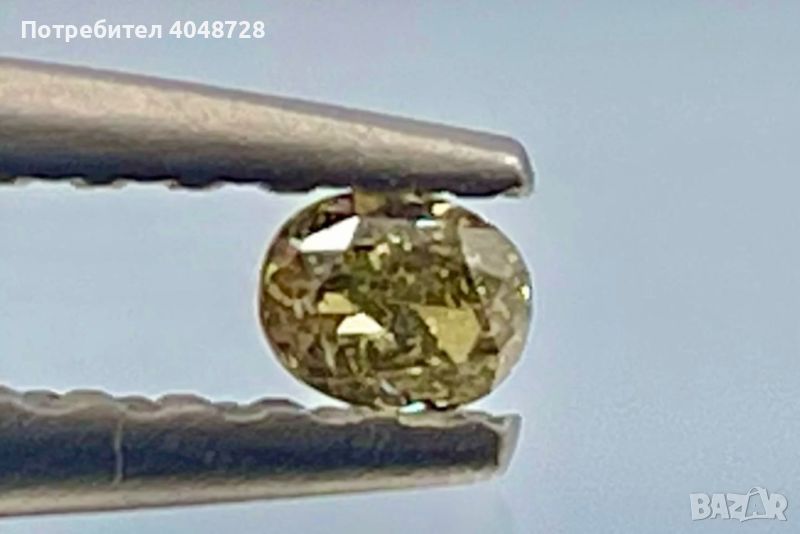 Естествен диамант 0.13ct. - SI2/ зеленикаво кафяво, снимка 1