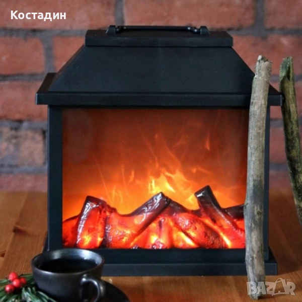 Декоративен LED фенер - камина, снимка 1