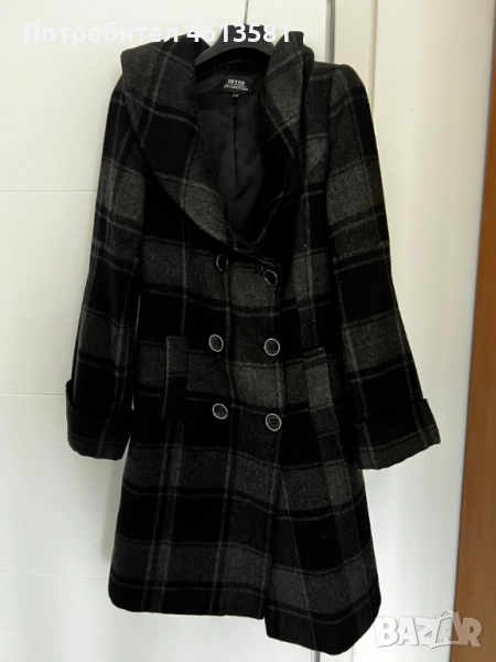 Черно-сиво пало с широка яка, снимка 1