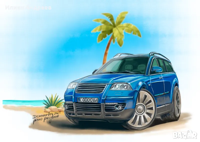 Ръчно рисувана Карикатура на Автомобил , снимка 1