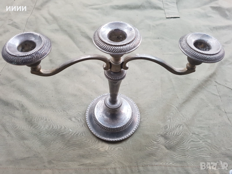 Посребрен свещник тройка, снимка 1