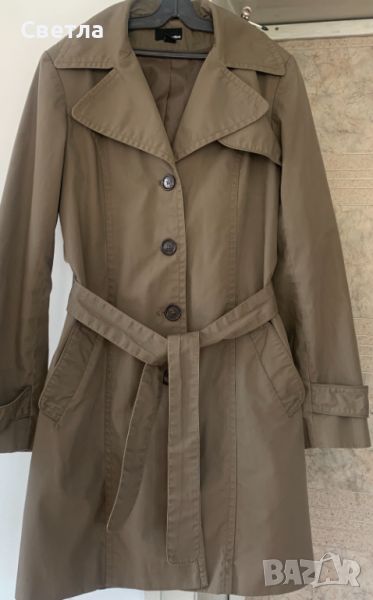 Шлифер H&M, подплата, платки, колан, 2 външни и 1 вътрешен джоб. Размер EUR - 42; US - 12., снимка 1