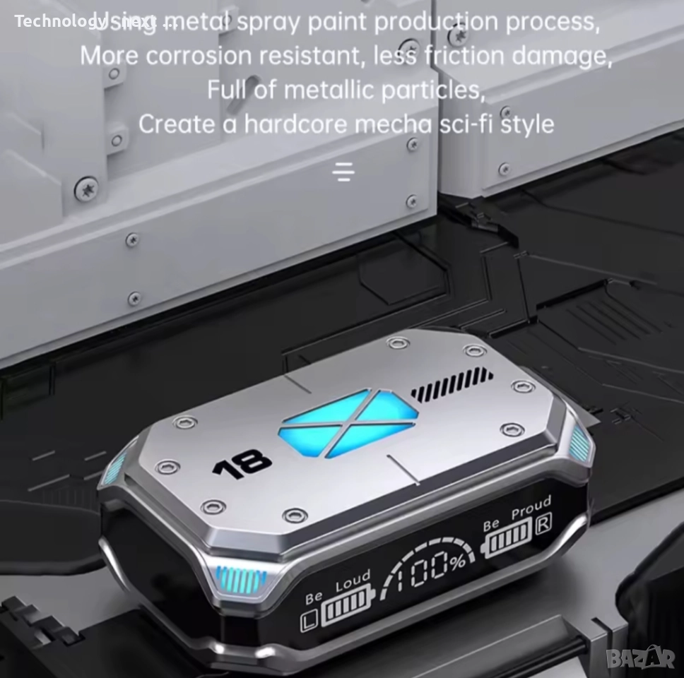 Смарт безжични слушалки TWS EM-M41, Bluetooth 5.2, LED дисплей, СИВО, снимка 1