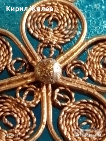 Филигрален сребърен медальон с флорален мотив майстоска ръчна изработка 15027, снимка 4 - Колиета, медальони, синджири - 52603972