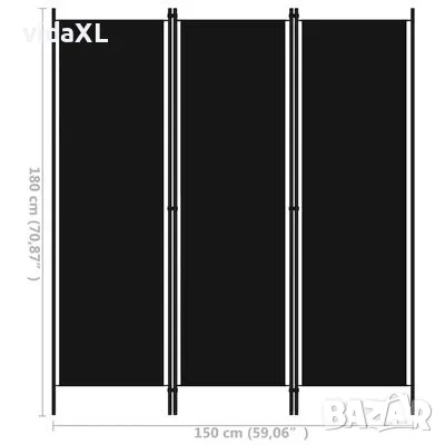 vidaXL Параван за стая, 3 панела, черен, 150x180 см (SKU:320718), снимка 4 - Паравани - 48373527